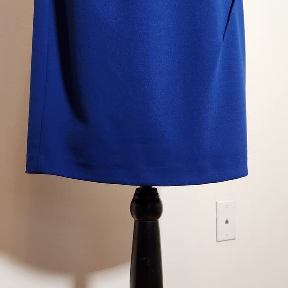 CALVIN KLEIN Sideburst Boat Neck Sleeveless Ruched Pencil Dress, Size 10 - Picture 7 of 14